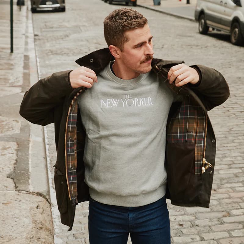Rea Irvin's Embroidered Crewneck Sweatshirt in Heather Gray