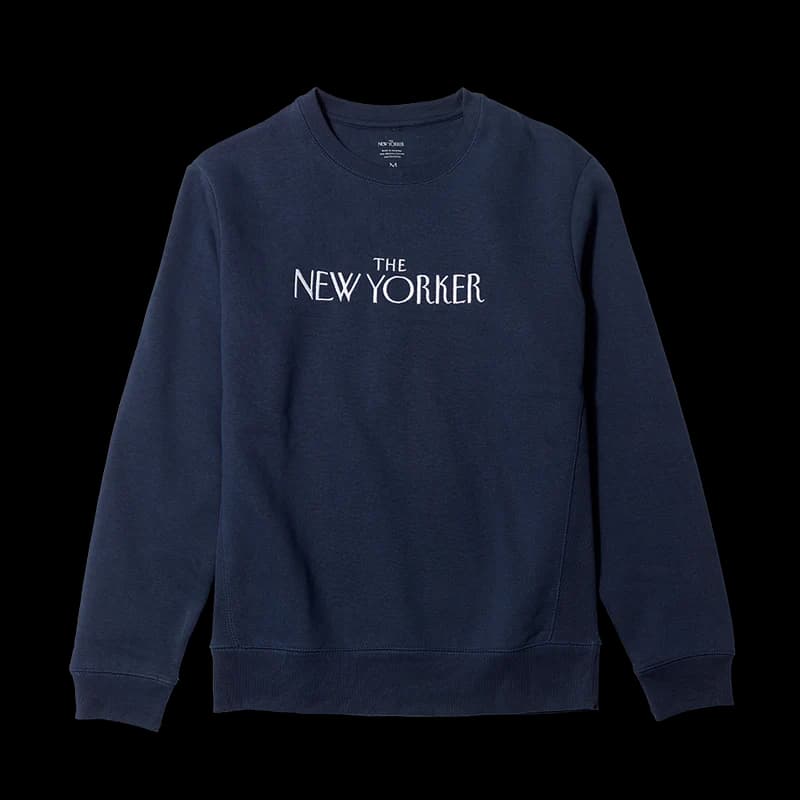 Rea Irvin's Embroidered Crewneck Sweatshirt in Navy